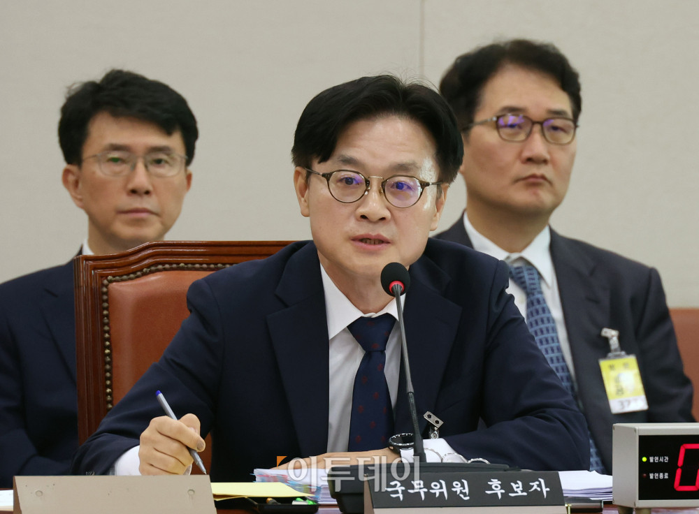 ▲김정관 산업통상자원부 장관 후보자가 17일 서울 여의도 국회 산업통상자원중소벤처기업위원회에서 열린 인사청문회에서 의원 질의에 답하고 있다. 고이란 기자 photoeran@