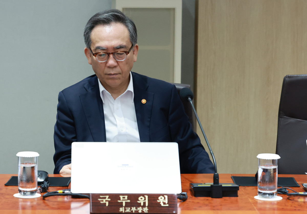 ▲조태열 외교부 장관이 15일 서울 용산 대통령실 청사에서 열린 국무회의에 참석하고 있다. 2025.7.15 (연합뉴스)