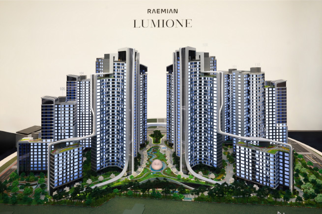 ▲삼성물산 개포우성7차 홍보관 모형. (사진제공=삼성물산)