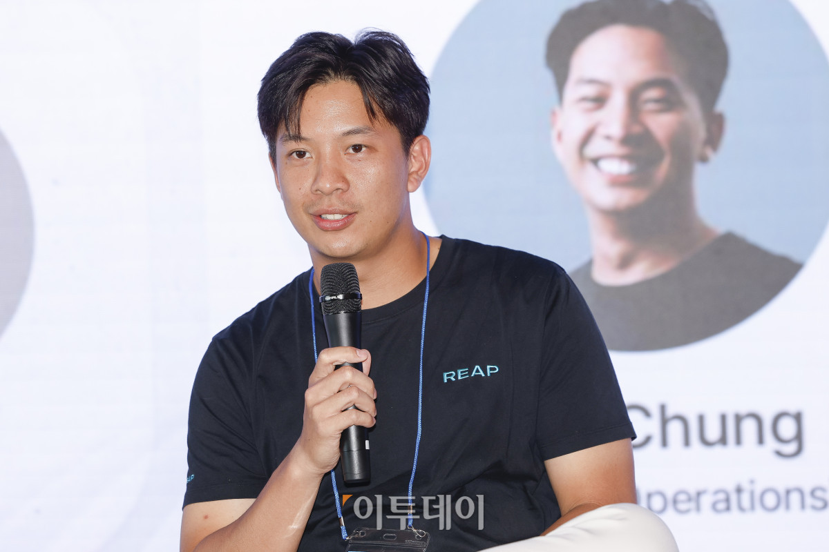 ▲펠릭스 청(Felix Chung) 립(Reap) 오퍼레이션 총괄이 21일 서울 강남구 해시드라운지에서 열린 솔라나 미디어데이에서 패널토론을 하고 있다. 조현호 기자 hyunho@