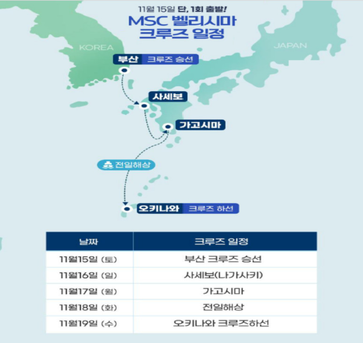 ▲부산출발 항로 예시 (사진제공=고크루즈 )