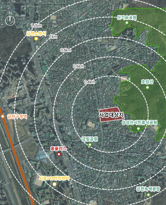 ▲금천구 시흥동 일대 모아타운 위치도 (서울시)