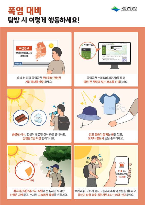 ▲폭염 대비, 탐방 시 이렇게 행동하세요!(국립공원공단)