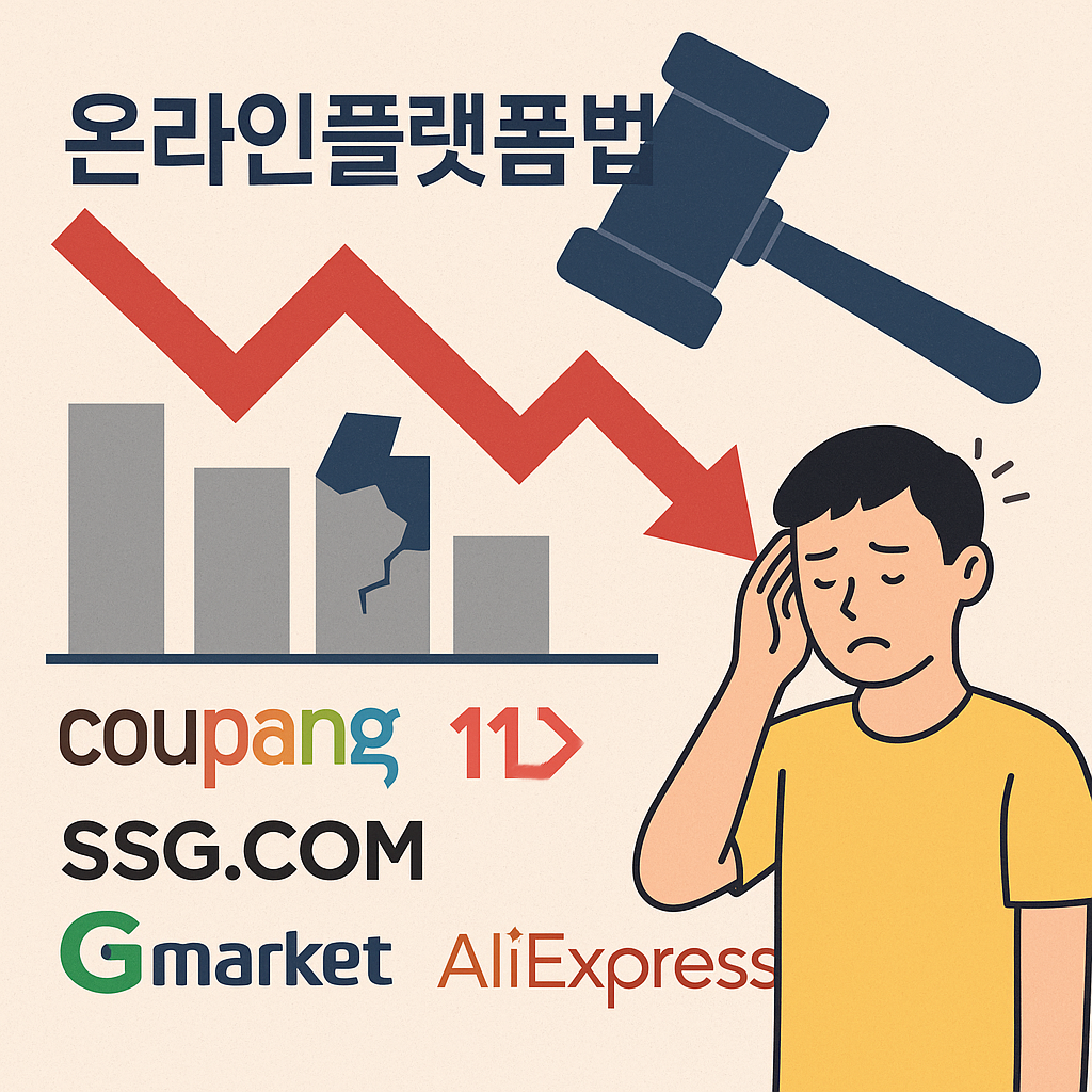 ▲온라인플랫폼법 시행을 앞두고 매출 하락을 우려하는 주요 K이커머스 기업들의 셈법이 복잡하다. (이미지=ChatGPT/무단전재 재배포금지)