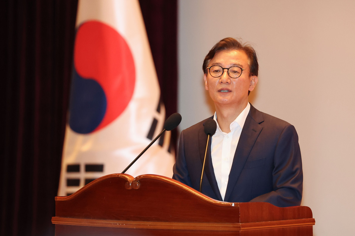 ▲전재수 해양수산부 장관이 24일 정부세종청사 대강당에서 열린 취임식에서 취임사를 하고 있다. (연합뉴스)