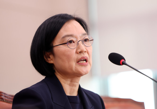 ▲한성숙 중소벤처기업부 장관이 후보자 시절 15일 서울 여의도 국회 산업통상자원중소벤처기업위원회에서 열린 인사청문회에서 발언하고 있다. 2025.07.15. (뉴시스)