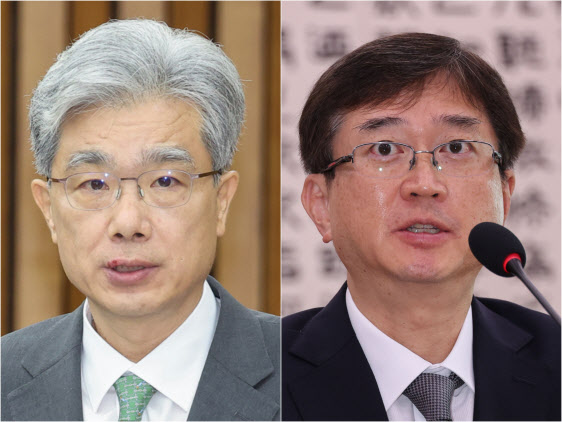 ▲ 24일자로 6년 임기를 개시한 대통령 추천 몫 헌법재판관 2명. 김상환(왼쪽) 헌법재판소 소장과 오영준 헌법재판관 (연합뉴스)