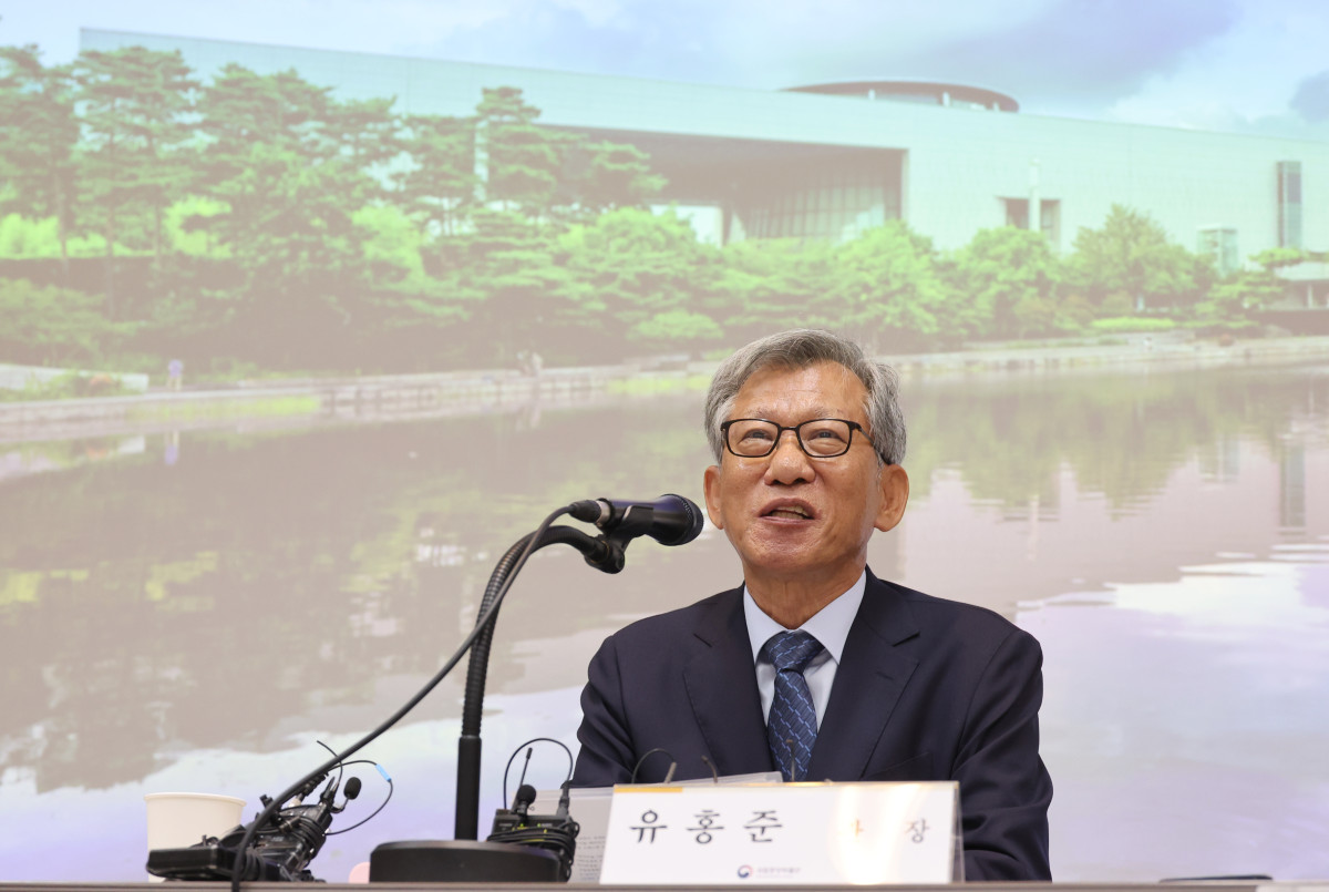 ▲유홍준 신임 국립중앙박물관장이 24일 서울 용산구 국립중앙박물관에서 열린 기자간담회에서 소감을 밝히고 있다. (연합뉴스)