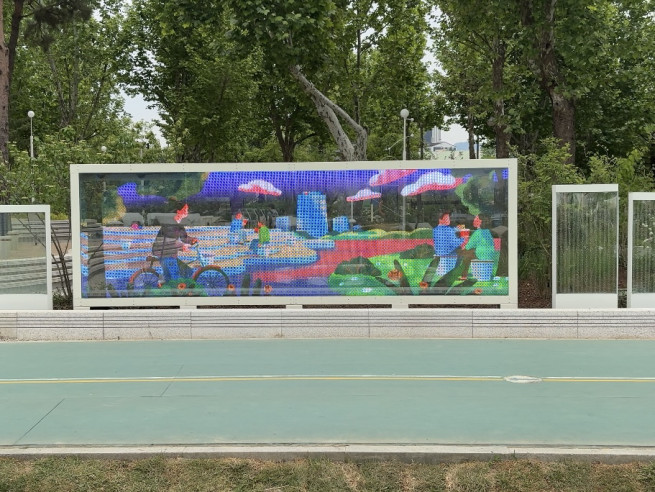 ▲국제정원박람회에 미디어월 설치 (사진제공 = 이브이첨단소재)