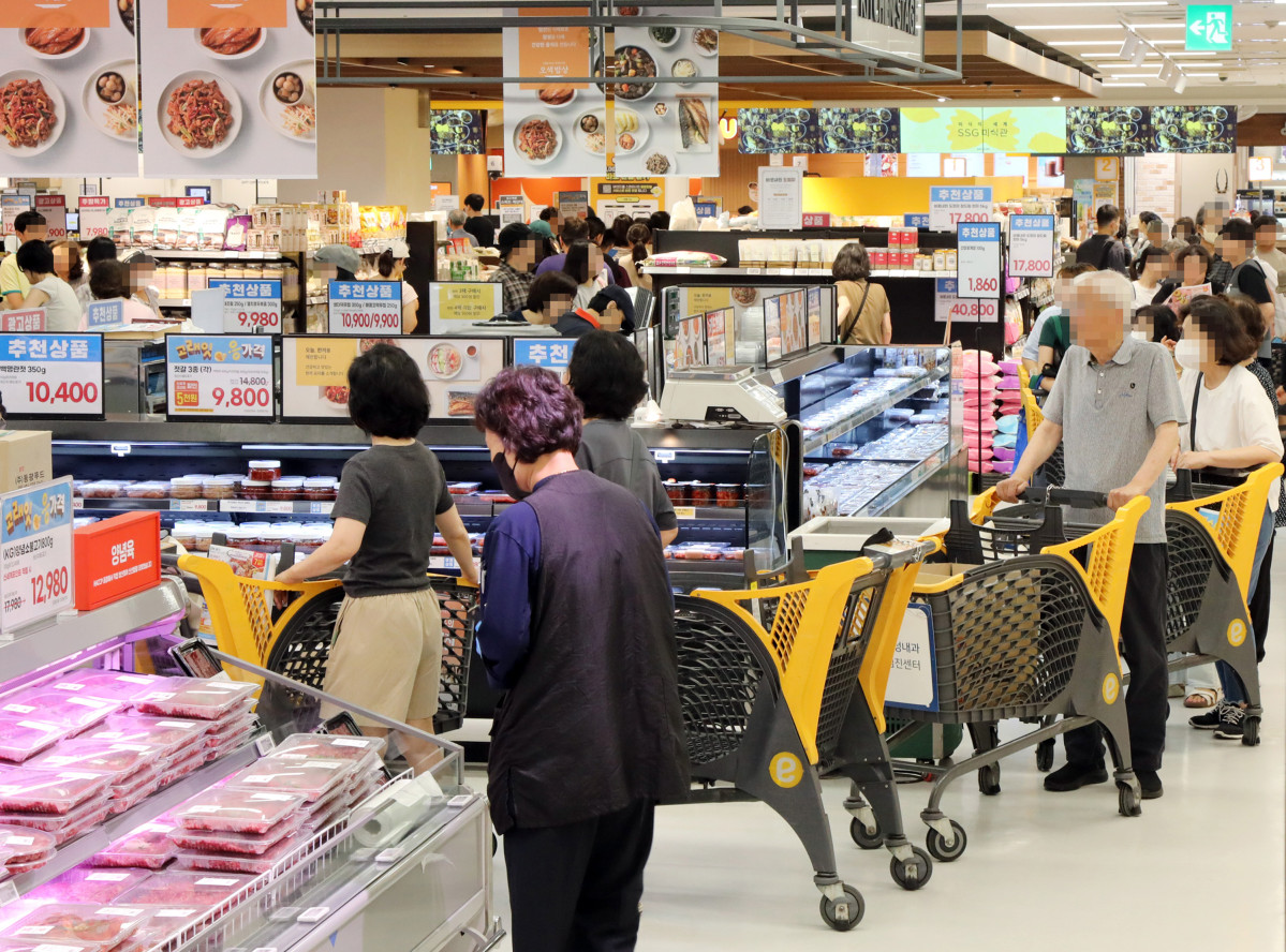 ▲이마트 '고래잇 페스타' 기간 장을 보고 있는 시민들. (사진제공=이마트)