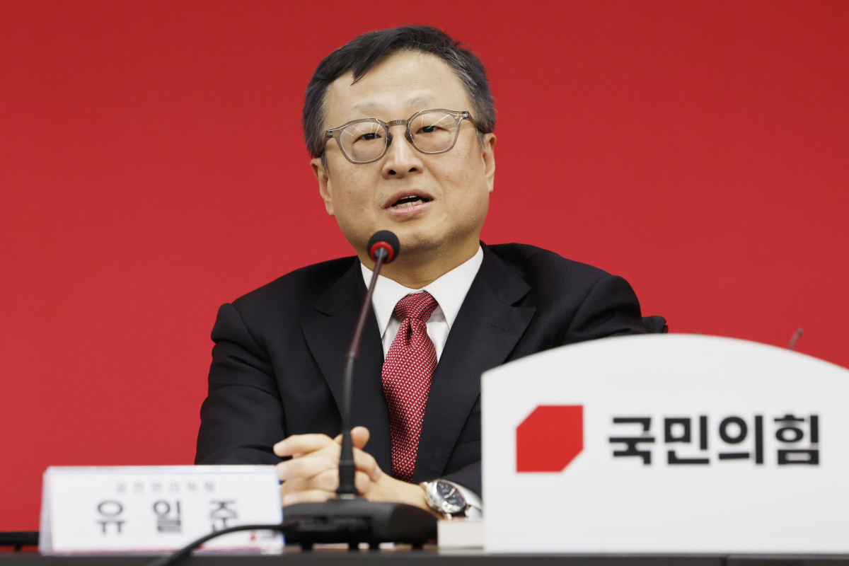 ▲16일 국민의힘 여의도 당사에서 열린 공천관리위원회 1차 회의에서 유일준 위원이 발언하고 있다. 2024.1.16  (연합뉴스)