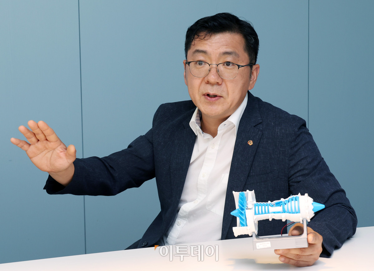 ▲윤삼손 한화에어로스페이스 항공엔진사업부 연구소장이 24일 경기 성남 한화에어로스페이스 판교 R&D캠퍼스에서 이투데이와 인터뷰를 하고 있다. (고이란 기자 photoeran@)