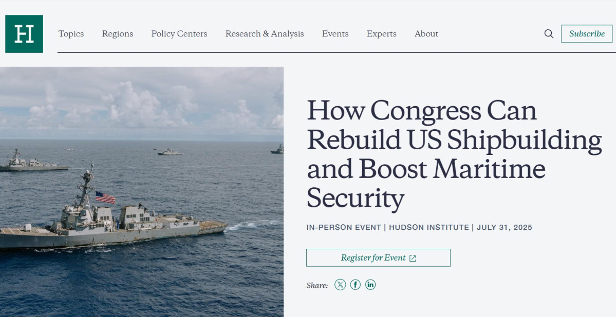 ▲허드슨 연구소가 31일 여는 세미나에 한화에어로 미국 법인장이 참석한다. (허드슨연구소)