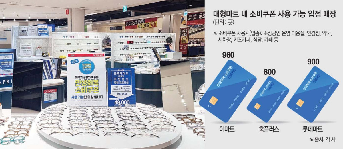 ▲국내 대형마트 3사 소비쿠폰 사용 가능 입점 매장 현황 (이투데이 그래픽팀=손미경 기자)