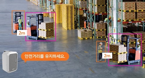 ▲작업자의 상태나 현장 상황을 분석해 안전 수칙 준수를 권고하는 등 첨단 기능이 탑재된 한화비전 AI 카메라. (한화비전)