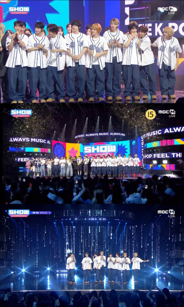 ▲아홉 2관왕(사진=MBC M '쇼! 챔피언' 방송 캡처)