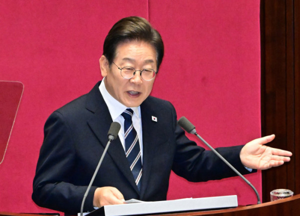 ▲지난달 26일 국회 본회의에서 2025년도 제2회 추가경정예산안에 대한 시정연설 중인 이재명 대통령.(이투데이 고이란 기자 photoeran@)