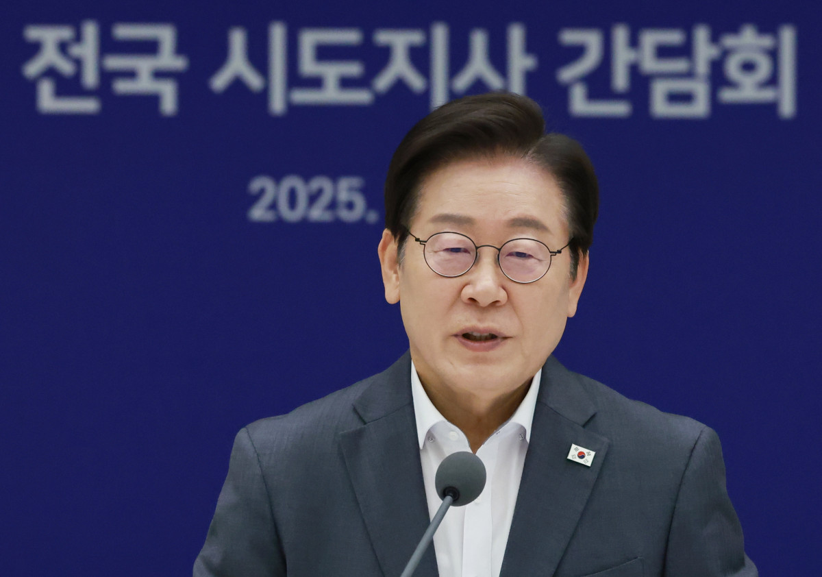 ▲이재명 대통령이 1일 서울 용산 대통령실 청사에서 열린 전국 시도지사 간담회에서 발언하고 있다. (대통령실통신사진기자단) 2025.08.01.  (뉴시스)