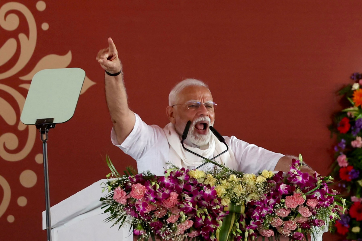 ▲2일(현지시간) 나렌드라 모디 인도 총리가 우타르프라데시주 바라나시에서 열린 한 행사에서 연설하고 있다. (바라나시(인도)/AFP연합뉴스)