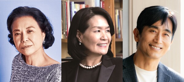 ▲왼쪽부터 작가상을 받은 주수자 소설가, 시인상을 받은 김구슬 시인, 신진상을 받은 차인표 소설가.(황순원기념사업회)
