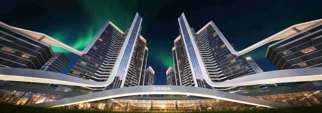 ▲메인 주거동 '라이징 루미 스트림(RISING LUMI STREAM)' 특화 조명. (사진제공=삼성물산)