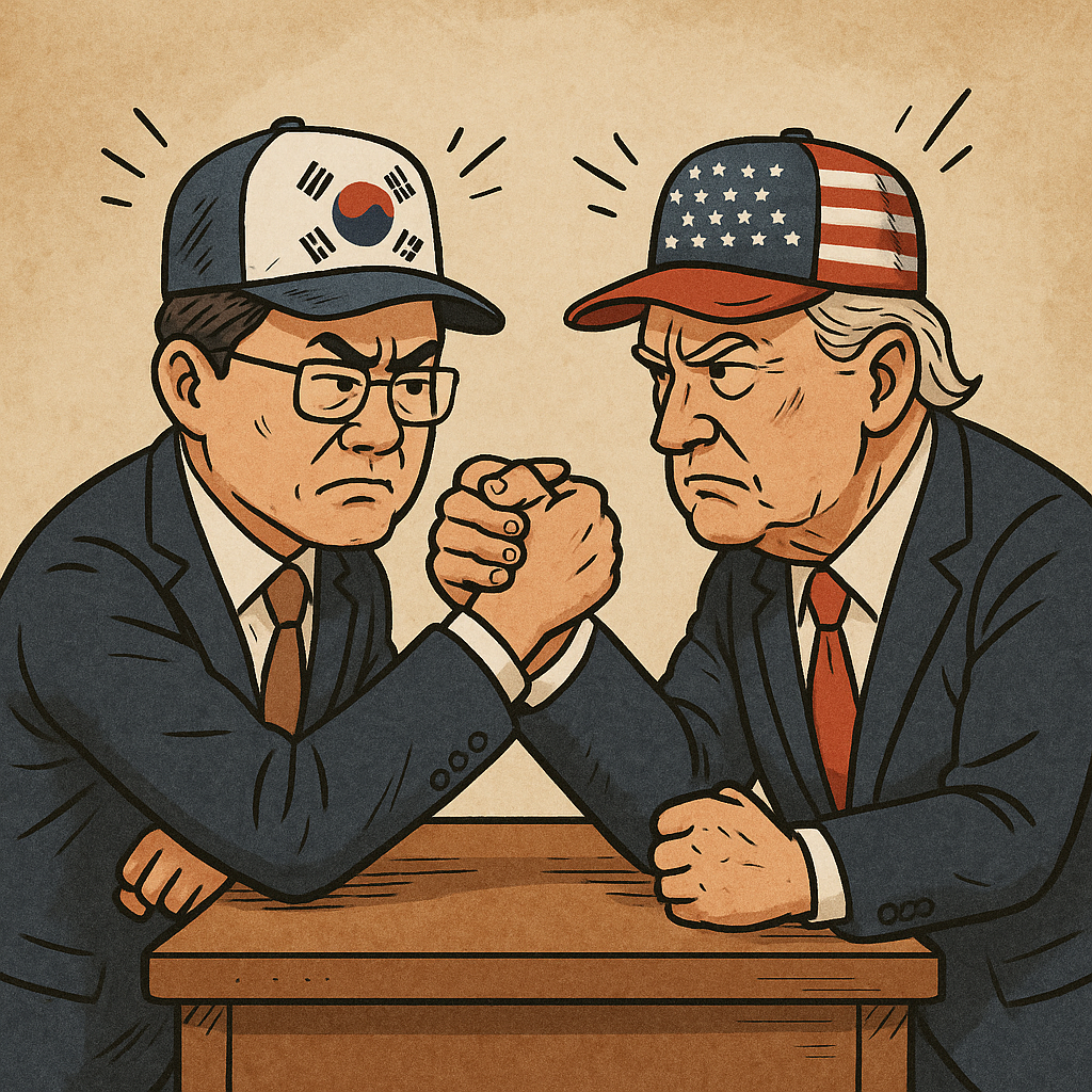 ▲한국과 미국의 관세협상 신경전 (일러스트=ChatGPT)