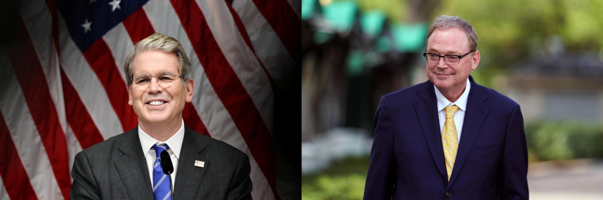 ▲스콧 베선트(왼쪽) 미국 재무장관과 케빈 해싯 백악관 국가경제위원회(NFC) 위원장.  (로이터ㆍEPA연합뉴스)