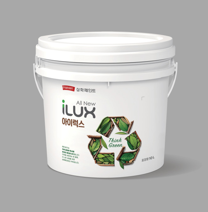 ▲삼화페인트의 생분해 페인트 용기에 적용된 프리미엄 수성페인트 아이럭스 10L 제품 사진 (사진제공=삼화페인트)