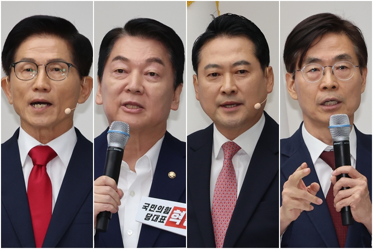 ▲국힘 전대 본선 진출한 김문수·안철수·장동혁·조경태 (연합뉴스)