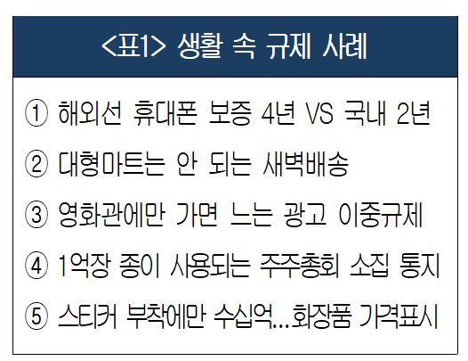 대한상의 “휴대폰 보증연장·마트 새벽배송·영화관 광고…생활 밀착 규제 풀어야”