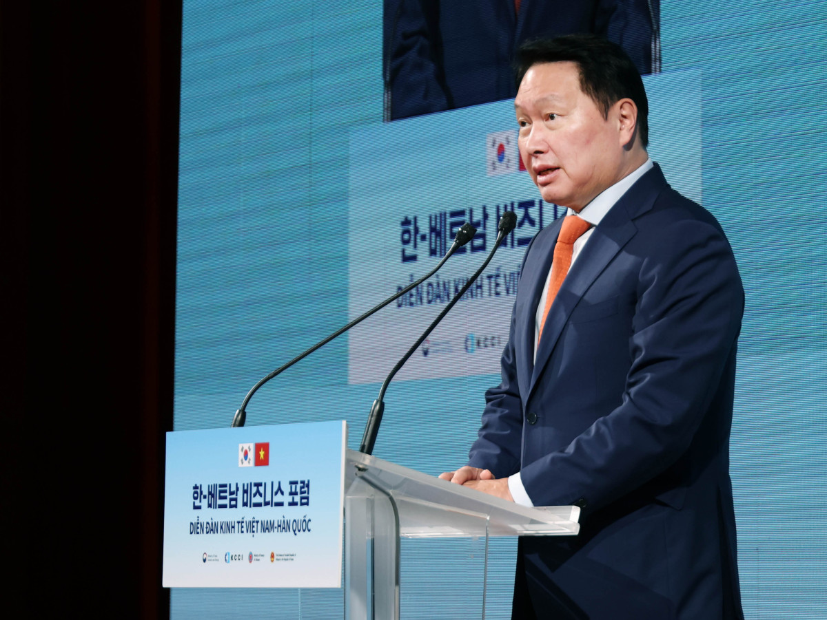 ▲ 최태원 대한상의 회장이 인사말을 하고 있다. (자료제공=대한상공회의소)