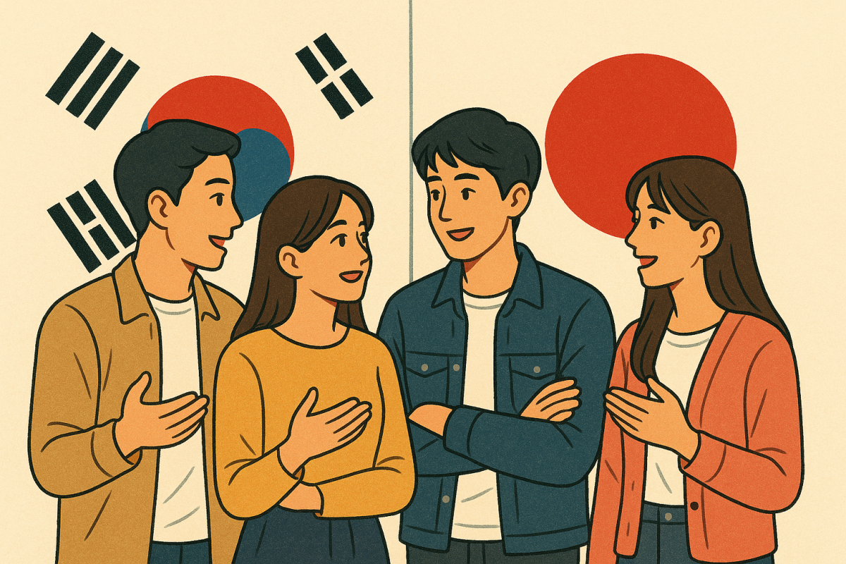 ▲한일 젊은이들의 대화 모습 (일러스트=ChatGPT/무단 전재 재배포 금지)