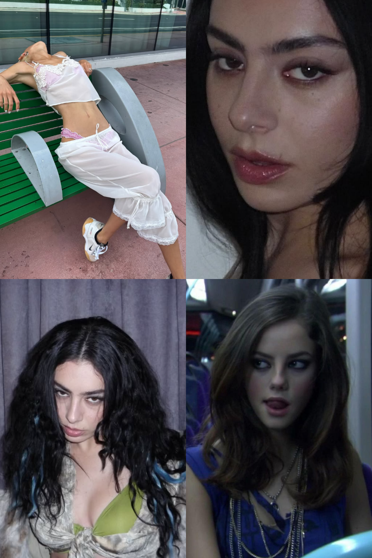 ▲아이리스 로(왼쪽 위부터 시계 방향으로), 찰리 XCX, 카야 스코델라리오. (출처=각 인물 인스타그램, 드라마 '스킨즈' 캡처)