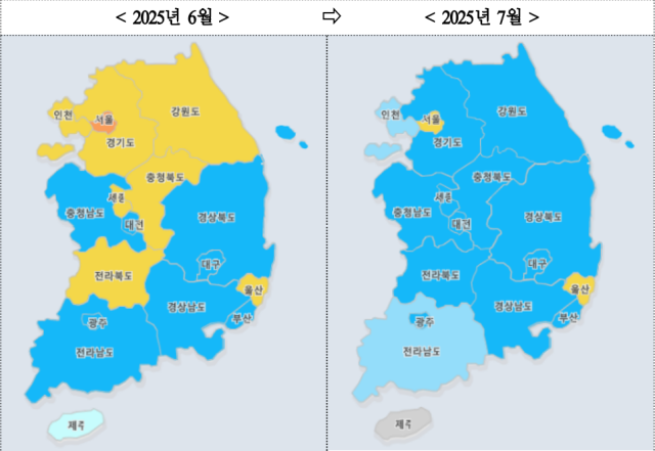 ▲전국 주택매매시장 소비심리지수 기상도. (사진제공=국토연구원)