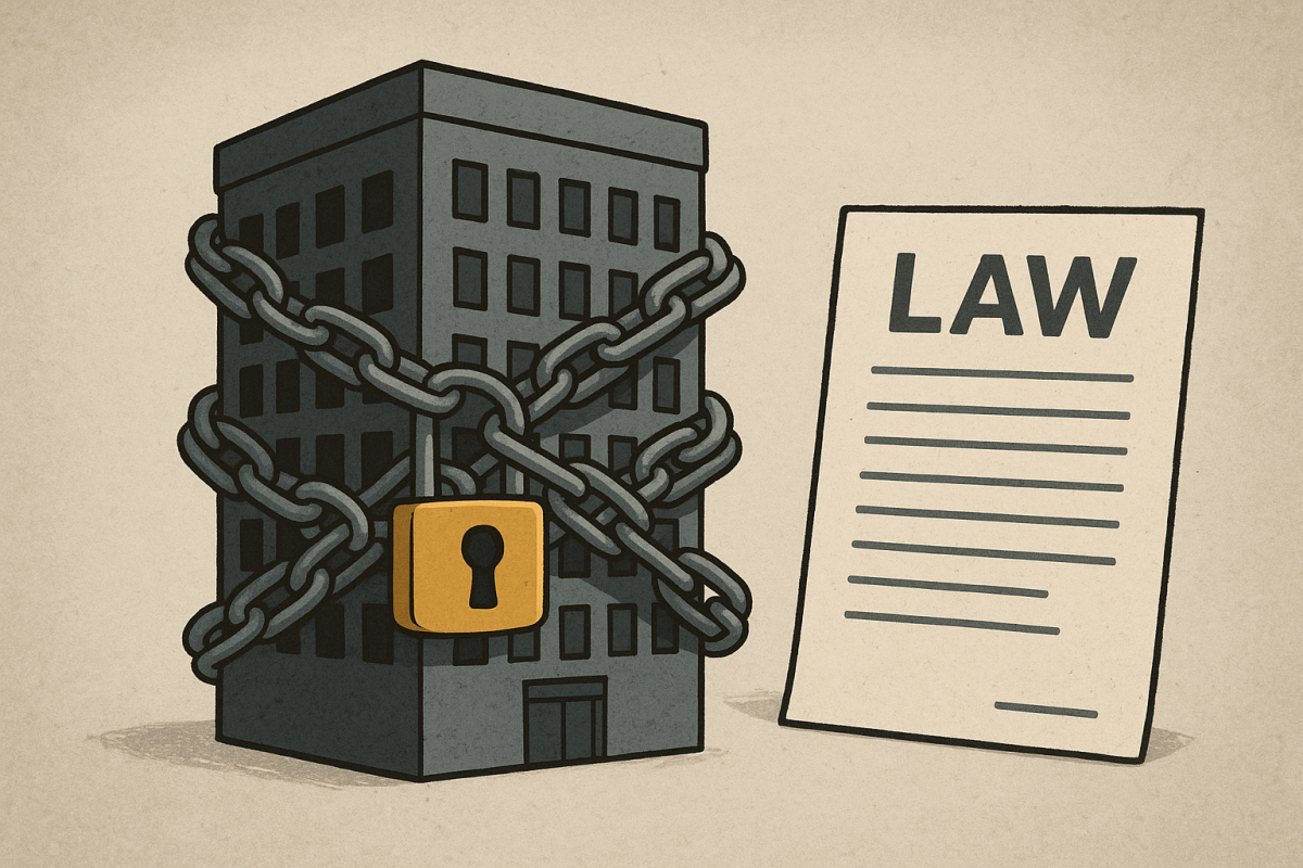 ▲법으로 규제 사슬에 묶인 기업 (챗GPT)