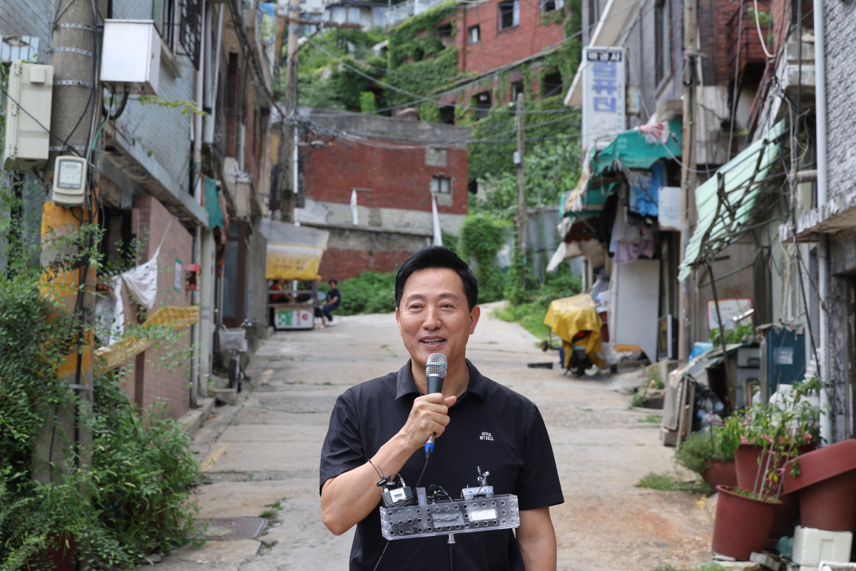 ▲ 오세훈 서울시장이 19일 서울 서대문구 현저동 모아타운 현장 점검에 앞서 발언하고 있다. (연합뉴스)
