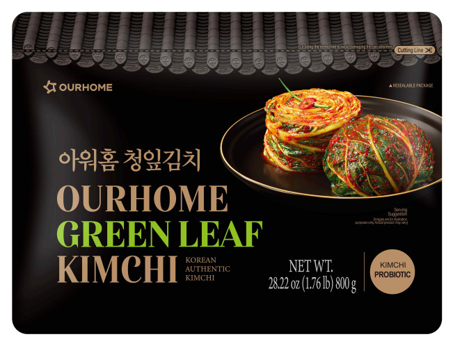 ▲아워홈 해외 수출용 ‘청잎김치’ 제품. (사진제공=아워홈)