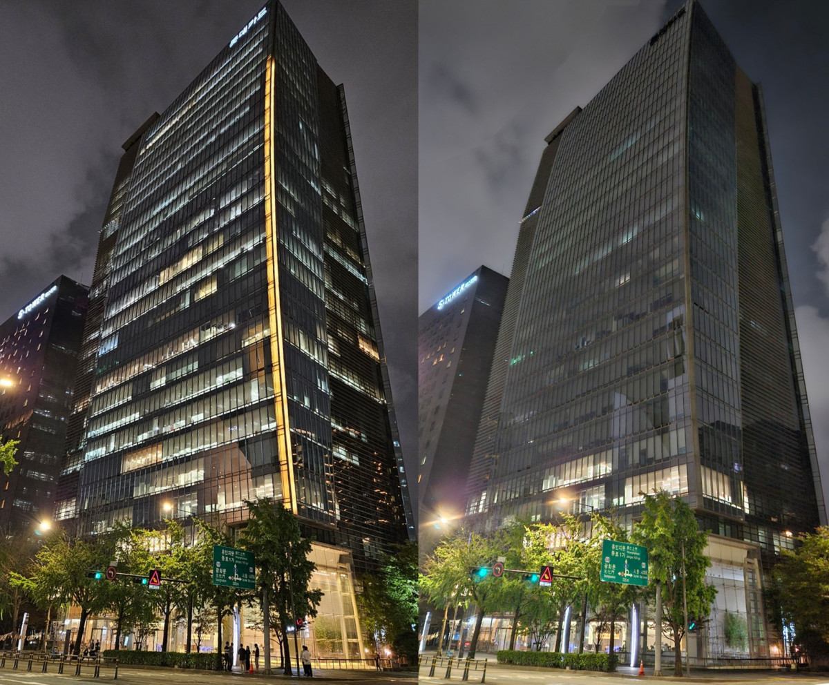 ▲지난해 제21회 에너지의 날 행사에 참여했던 서울 종로 콘코디언 빌딩. 소등 전(왼쪽), 소등 후(오른쪽). (사진=마스턴투자운용)