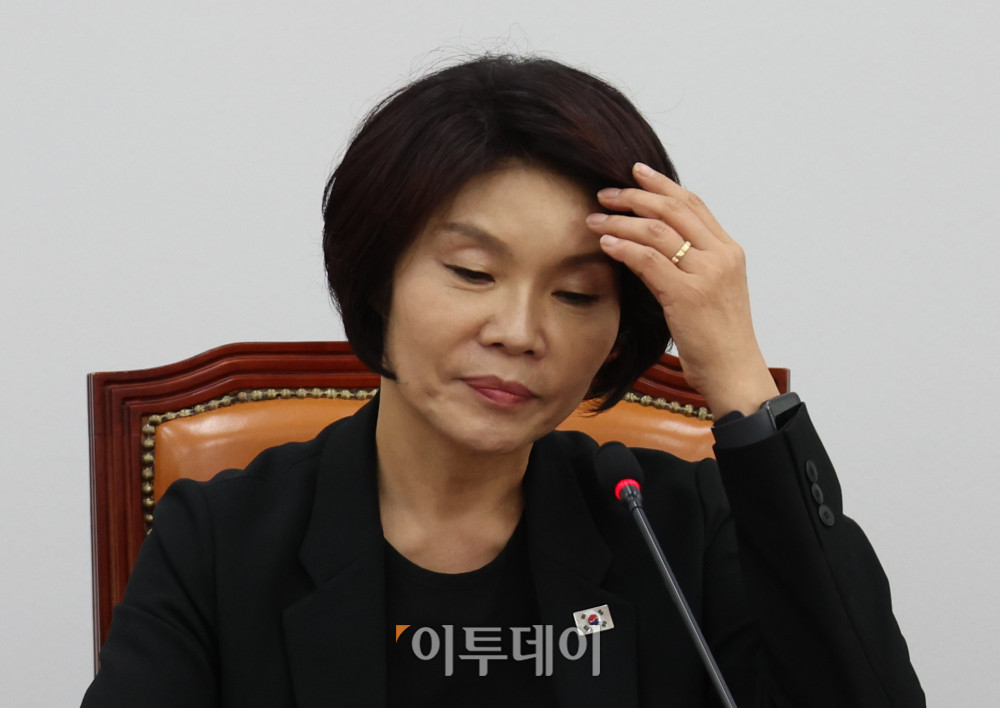 ▲한정애 더불어민주당 정책위의장이 24일 서울 여의도 국회에서 2024년 회계연도 결산 심사 관련 기자간담회를 하고 있다. 고이란 기자 photoeran@