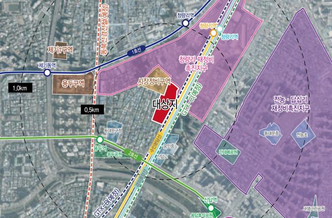 ▲서울시 동대문구 용두동 39-361 일대 신속통합기획 대상지 위치도. (사진제공=서울시)