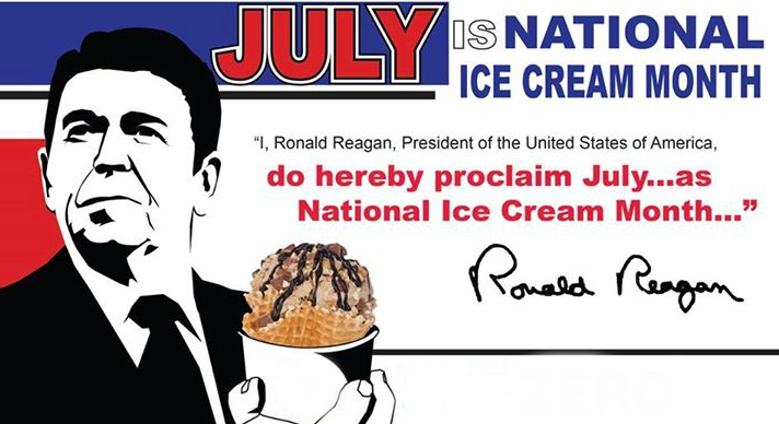 ▲미국 40대 대통령은 낙농가와 낙농 관련산업 육성을 위해 1984년 7월을 '아이스크림의 날'로 지정했다. 그 해에만 공식 지정했으나 이후로 40년 넘게 미국인들은 기념일로 여기며 아이스크림을 즐기고 있다.  (출처 로널드 레이건 뮤지엄)