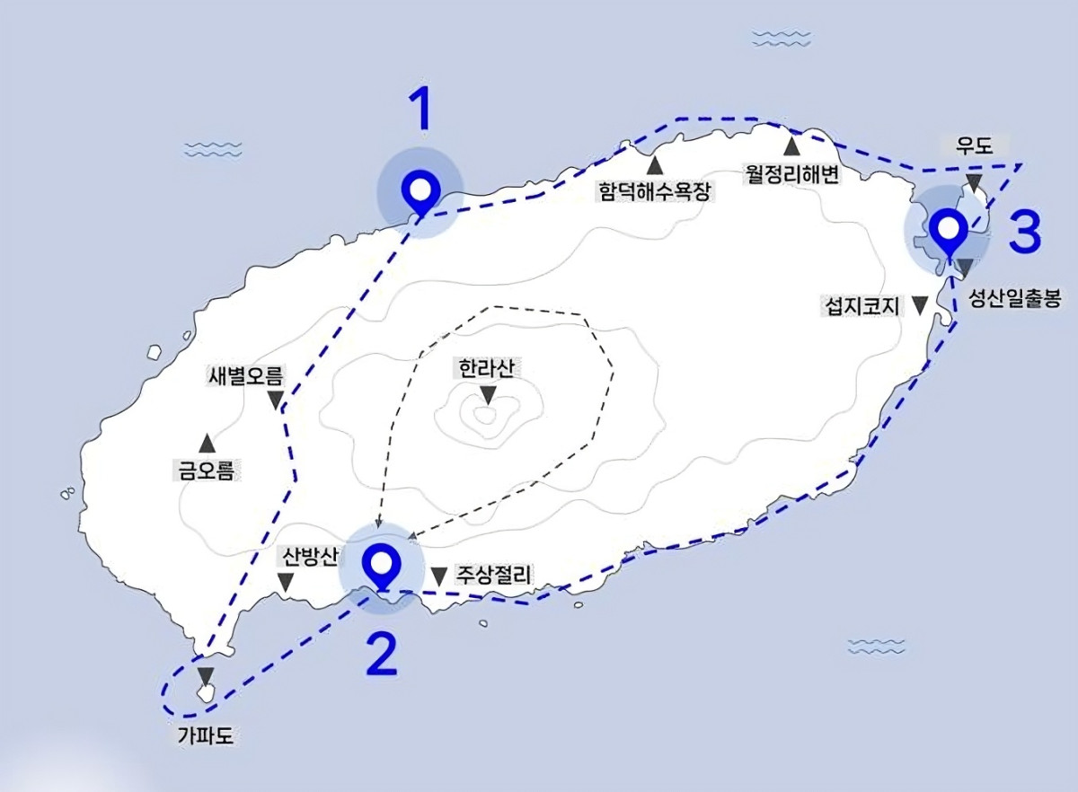 ▲제주도가 신청한 2025년 도심항공교통 지역시범사업. 제주공항과 지역 관광거점을 연결하는 관광노선. (사진제공=국토교통부)