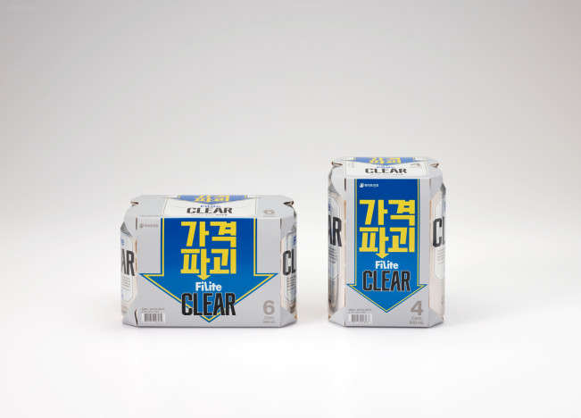 ▲필라이트 클리어 350mL, 500mL 캔 제품 이미지 (사진제공=하이트진로)