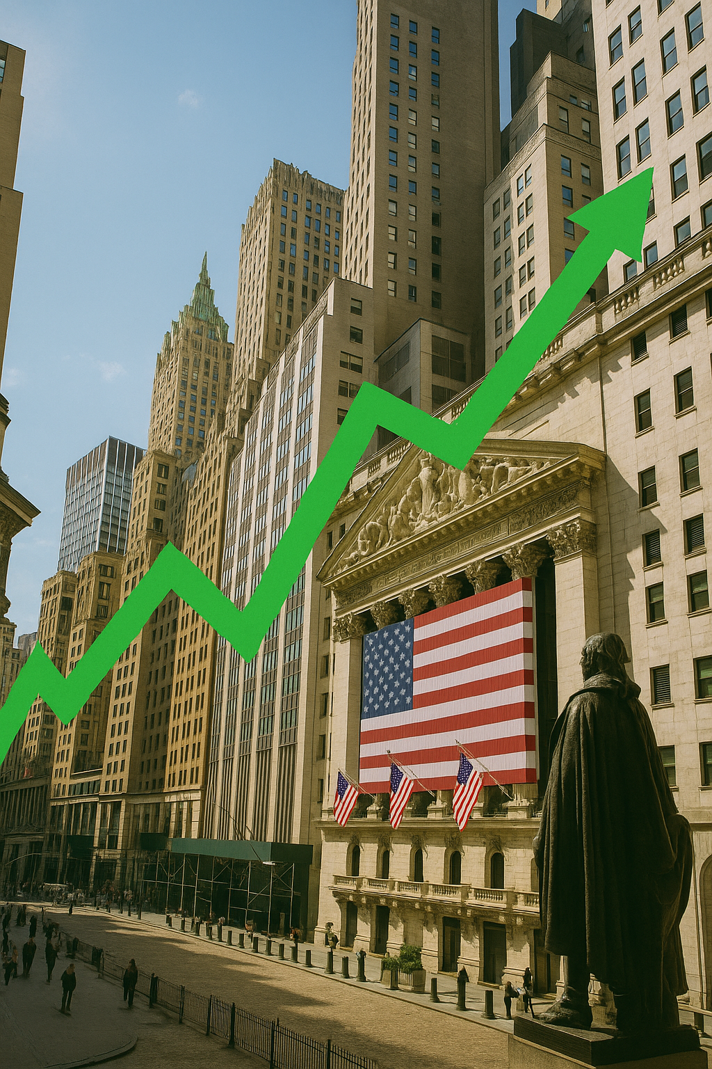 ▲뉴욕증시가 최근 사상 최고치 행진을 이어가고 있다. (AI로 이미지 생성)