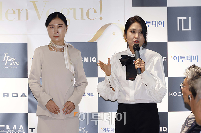 ▲박명선 패션디렉터가 28일 서울 강남구 논현동 이투데이빌딩 라운지에서 열린 브라보마이라이프 창간 10주년 기념 프리미엄 패션 축제 'Bravo Golden Vogue'에서 '시니어들을 위한 스타일링 팁' 특강을 하고 있다. 고이란 기자 photoeran@