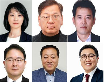 ▲(왼쪽 위부터 시계 방향으로)전진영 정책수석보좌관, 박광명 서울본부 대외총괄보좌관, 원영일 대변인, 전성하 미래전략보좌관, 이치우 대외협력보좌관, 김민수 정무기획보좌관. (사진제공=부산시)