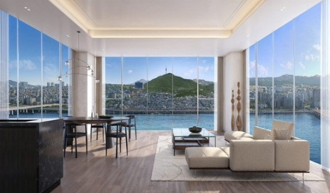 ▲압구정2구역 3면 개방 파노라마 한강 조망 이미지. (사진제공=현대건설)