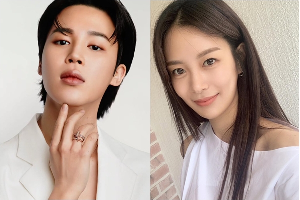 ▲방탄소년단 지만(왼), 배우 송다은. (출처=지민, 송다은SNS)