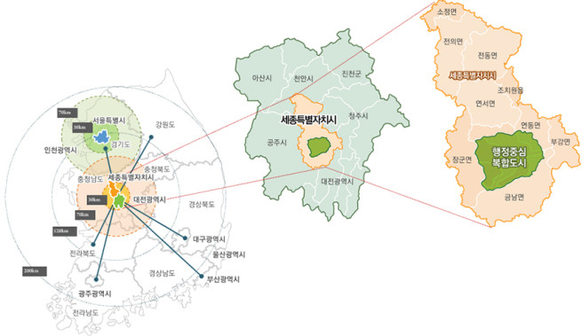 ▲행복도시 건설지역. (사진제공=행복청)