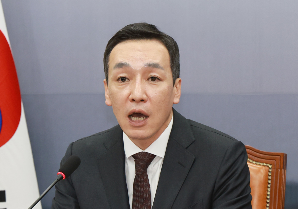 ▲김민수 국민의힘 최고위원이 27일 오전 서울 여의도 국회에서 열린 최고위원회의에서 발언을 하고 있다. 2025.08.27.  (뉴시스)